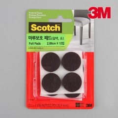 3M 마루보호 패드 원형 갈색 소 (2.69cm) 12개입